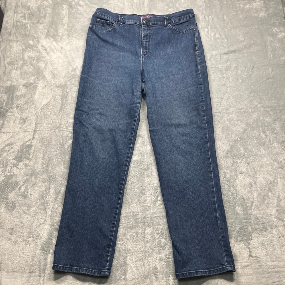 Gloria Vanderbilt Amanda Jeans Womens Blue High Rise Tapered Stretch Denim 16